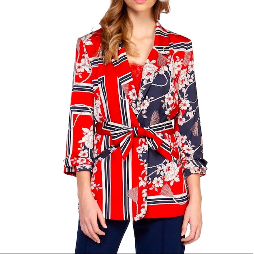 Gorgeous Print Satin Jacket with tie belt | SM
